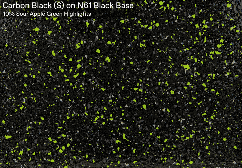 Ultra Flake Carbon Black S With 10 Sour Apple Green Highlights official colour sample